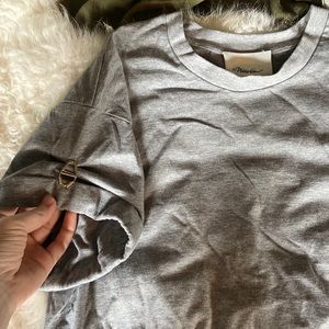 3.1 Phillip Lim Grey Tee Shirt with Metal Detail at Sleeve Cuff